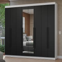 Guarda-roupa Casal 8 Portas Batentes Com Espelho Netuno Madesa Branco/preto - 1