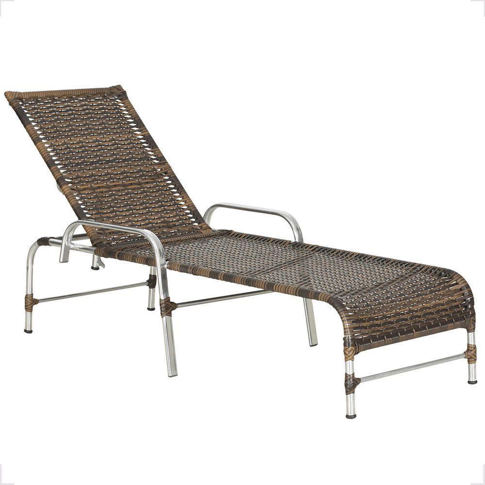 1 Espreguiçadeira Reclinável Catar Aluminio Polido E Fibra Argila - 1