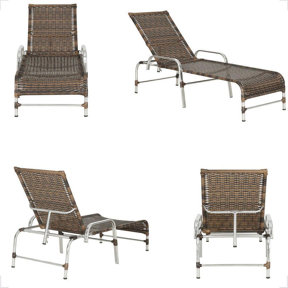 1 Espreguiçadeira Reclinável Catar Aluminio Polido E Fibra Argila - 5