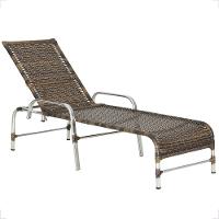 1 Espreguiçadeira Reclinável Catar Aluminio Polido E Fibra Argila - 1