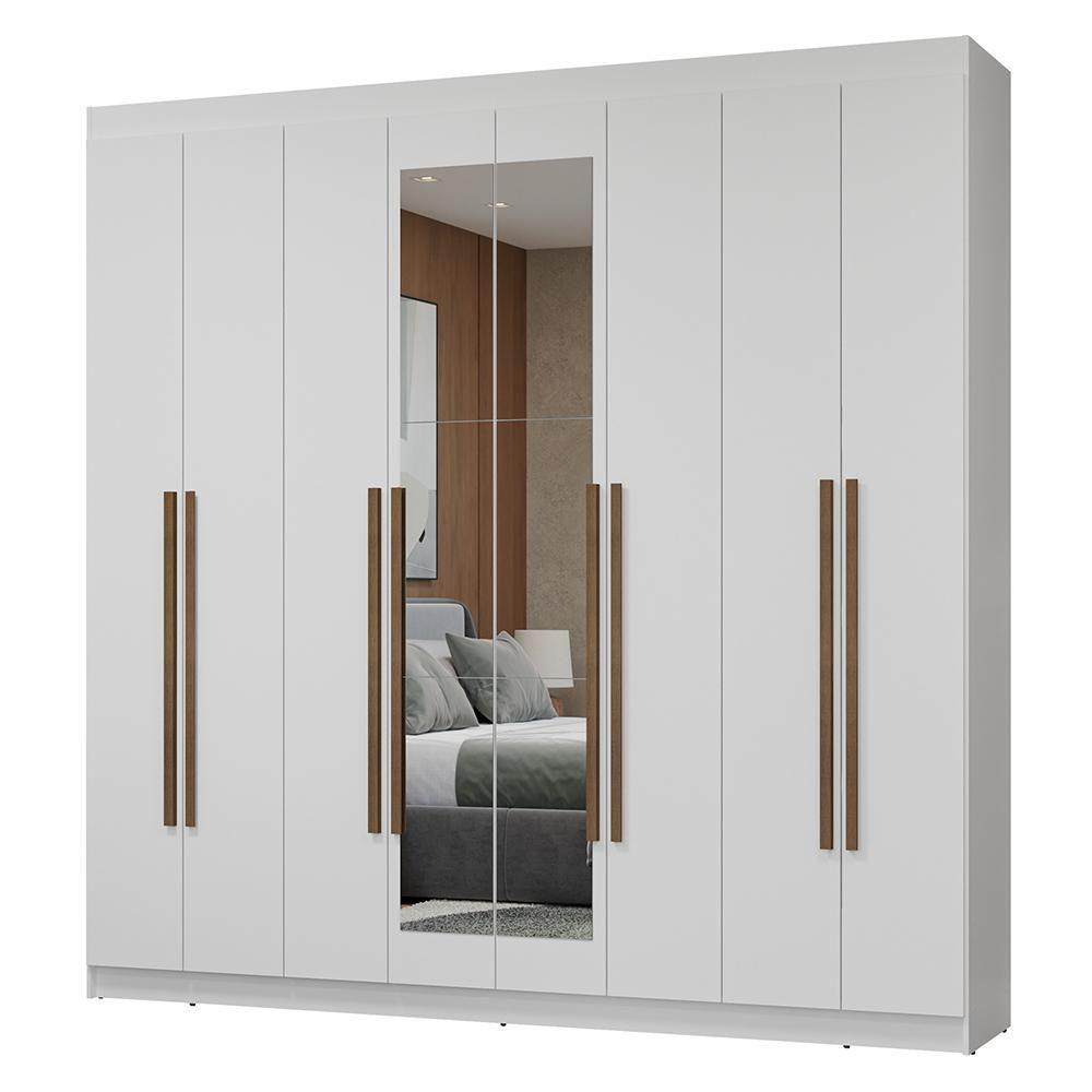 Guarda-roupa Casal 8 Portas Batentes Com Espelho Netuno Madesa Branco/rustic - 2