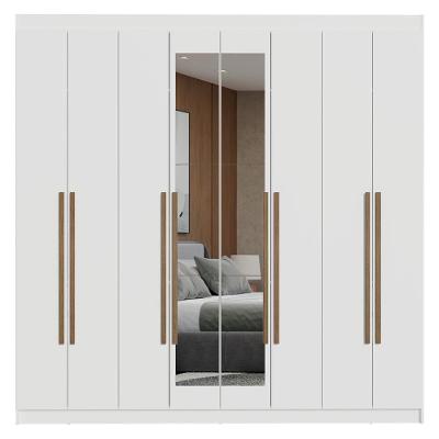 Guarda Roupa Casal Netuno 8 Portas Batentes 4 Gavetas Branco-branco-rustic