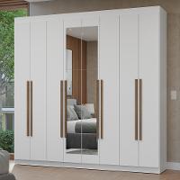 Guarda-roupa Casal 8 Portas Batentes Com Espelho Netuno Madesa Branco/rustic - 1