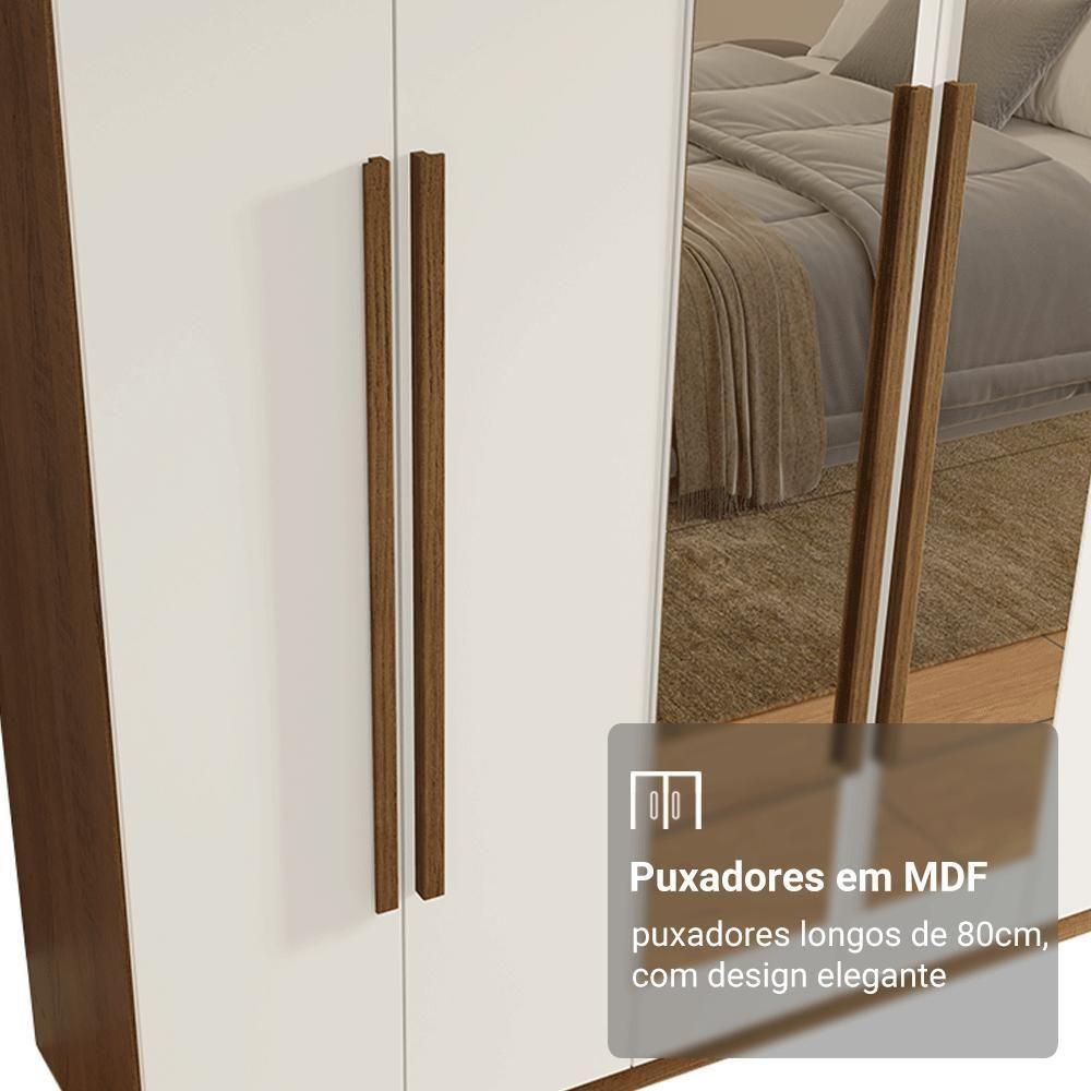 Guarda-roupa Casal 6 Portas Batentes Com Espelho Venus Madesa Rustic/branco - 6