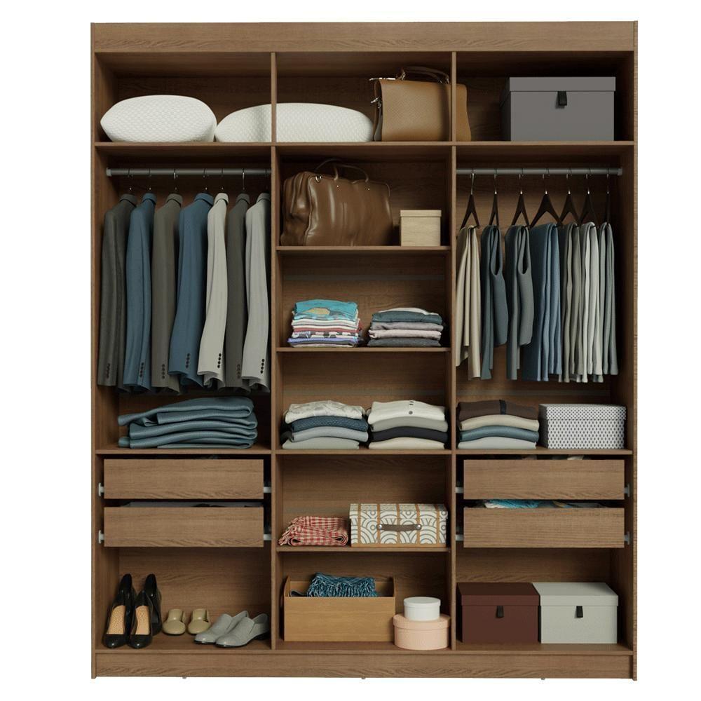 Guarda-roupa Casal 6 Portas Batentes Com Espelho Venus Madesa Rustic/branco - 9