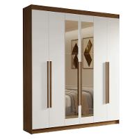 Guarda-roupa Casal 6 Portas Batentes Com Espelho Venus Madesa Rustic/branco - 2