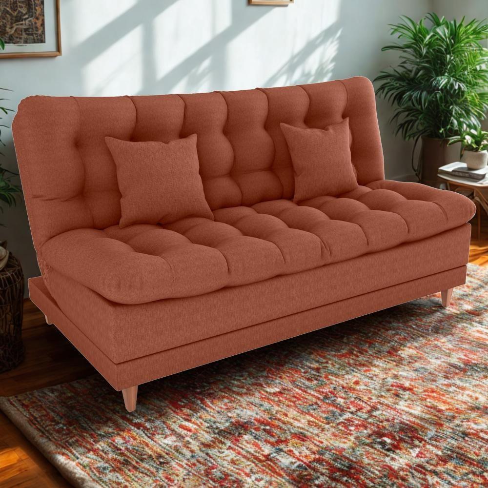 Sofa Cama 2 Lugares 185 Cm Duda Tecido Pompeia G500 Terracota Milani Store Terracota - 2