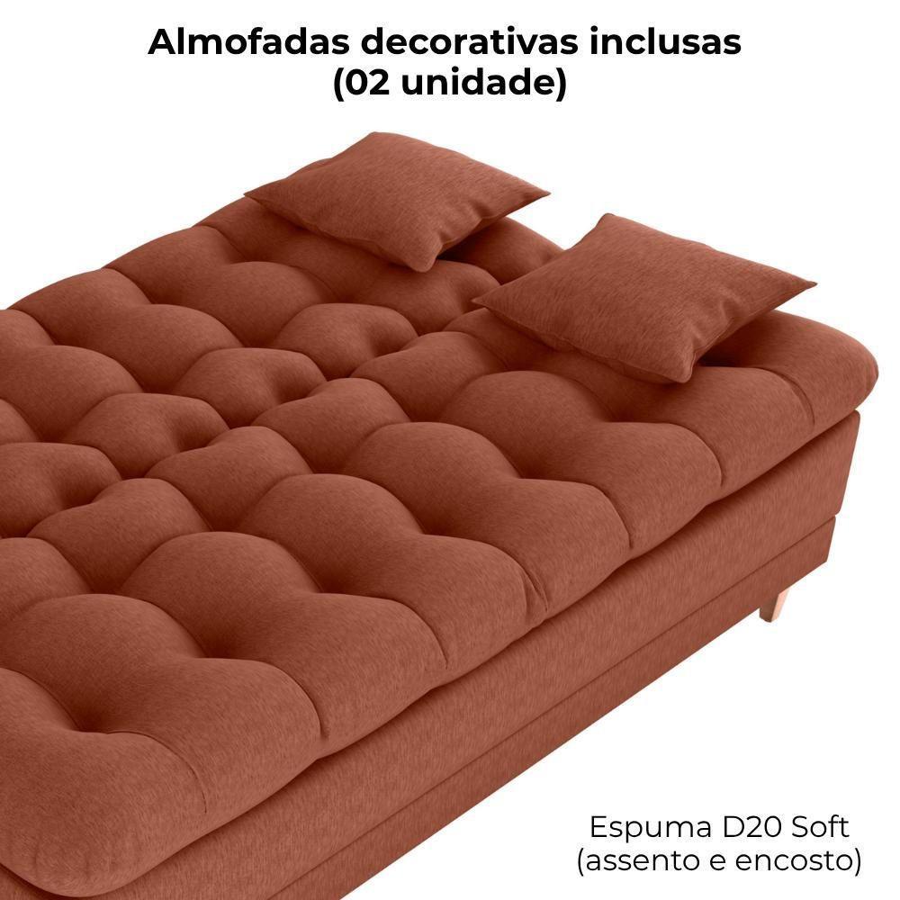 Sofa Cama 2 Lugares 185 Cm Duda Tecido Pompeia G500 Terracota Milani Store Terracota - 6