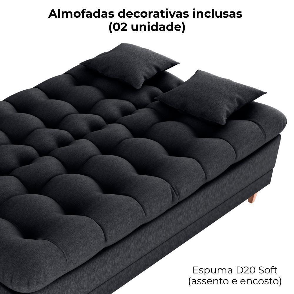 Sofa Cama 2 Lugares 185 Cm Duda Tecido Pompeia G501 Chumbo Milani Store Chumbo - 6
