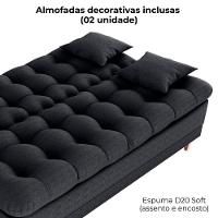 Sofa Cama 2 Lugares 185 Cm Duda Tecido Pompeia G501 Chumbo Milani Store Chumbo - 6