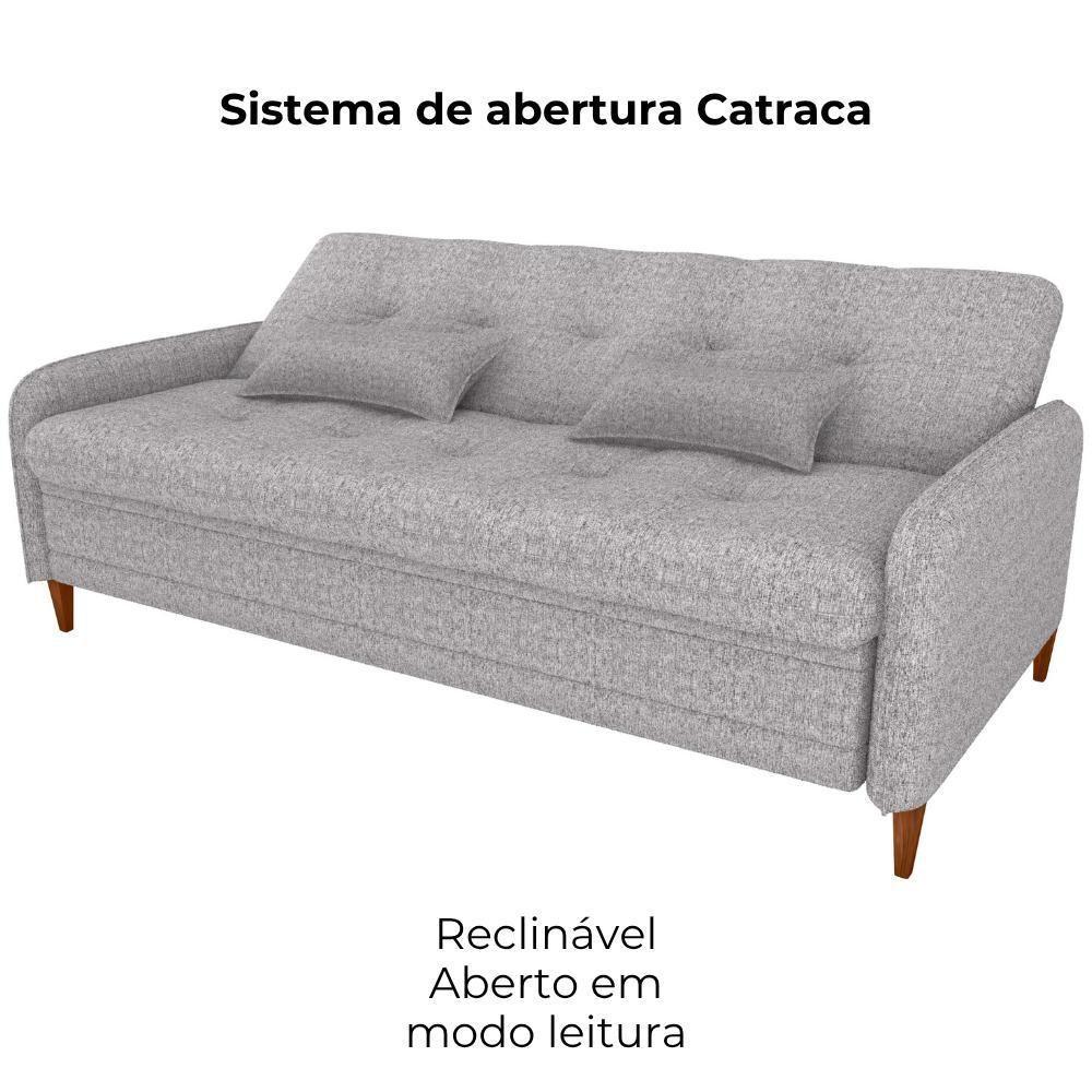 Sofa Cama 2 Lugares 206 Cm Donna Linho Vancouver E483 Bege Milani Store Bege - 6