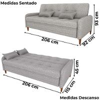 Sofa Cama 2 Lugares 206 Cm Donna Linho Vancouver E483 Bege Milani Store Bege - 3