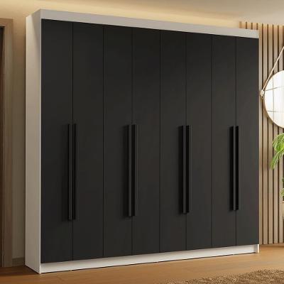 Guarda Roupa Casal Saturno 8 Portas Batentes 4 Gavetas Branco-Preto-Preto