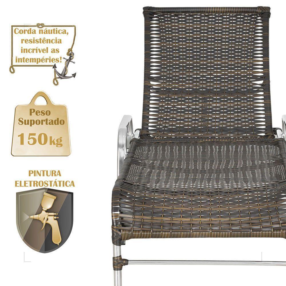 3 Espreguiçadeira Catar E 3 Mesa Garden Alumínio E Fibra Pedra Ferro - 4