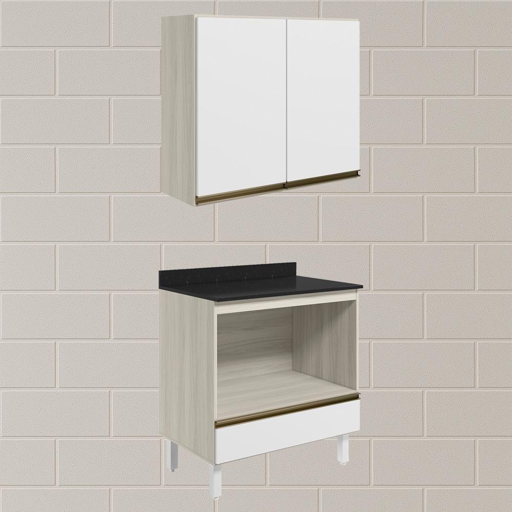 Armario Aereo Balcao Forno 80cm Mdf Kali Bianco Toq Branco Uv Nicioli - 7
