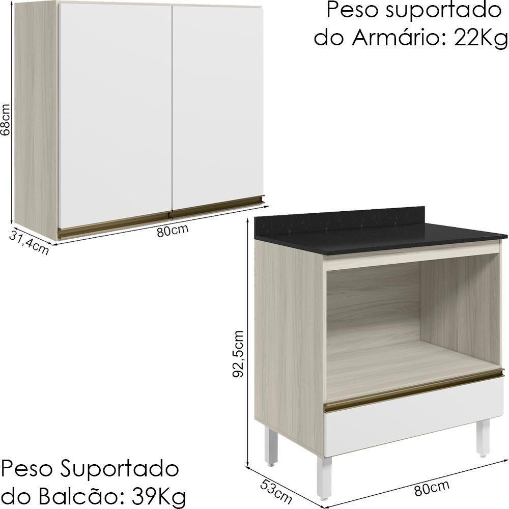 Armario Aereo Balcao Forno 80cm Mdf Kali Bianco Toq Branco Uv Nicioli - 8