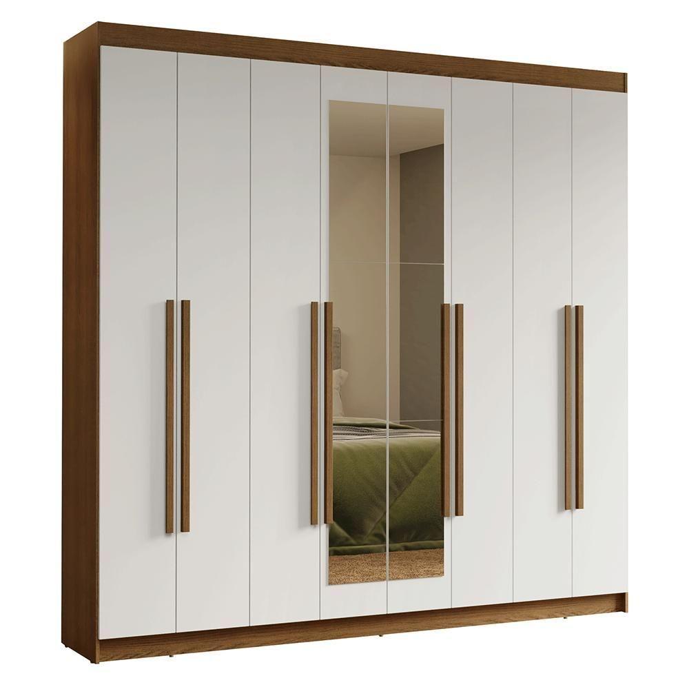 Guarda-roupa Casal 8 Portas Batentes Com Espelho Saturno Madesa Rustic/branco - 2