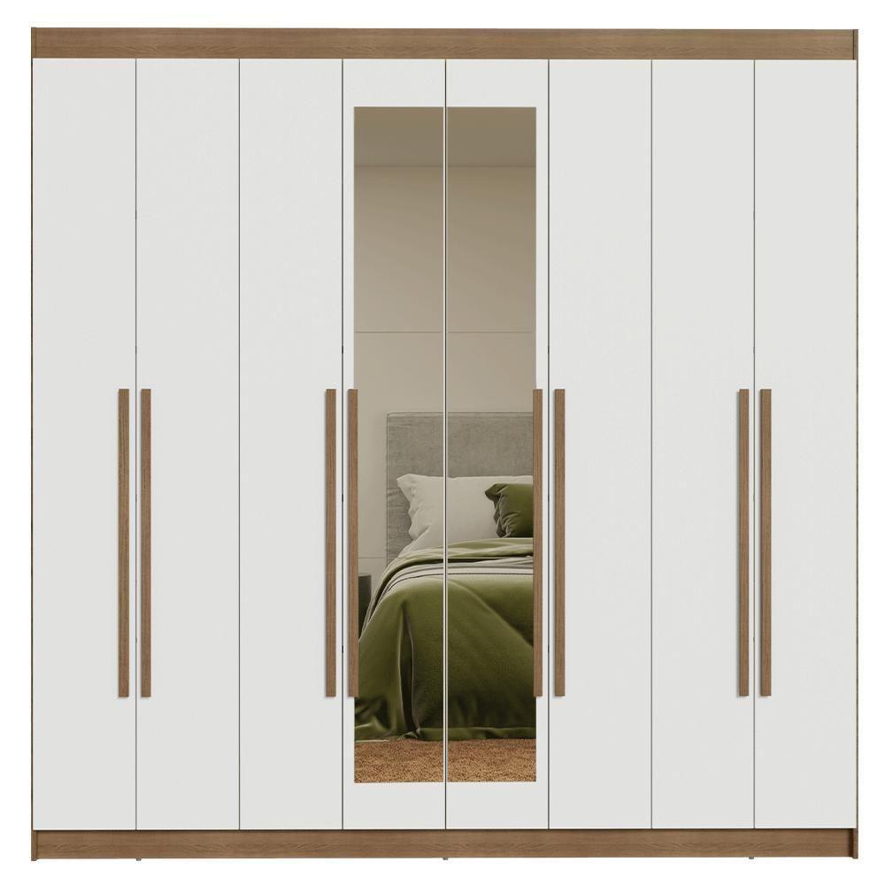 Guarda-roupa Casal 8 Portas Batentes Com Espelho Saturno Madesa Rustic/branco - 10