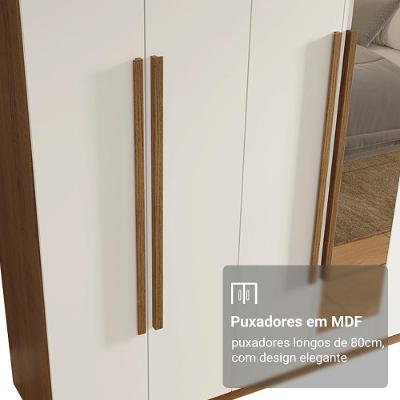 Guarda Roupa Casal Saturno 8 Portas Batentes Rustic-branco-rustic com Espelho Madesa