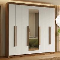 Guarda-roupa Casal 8 Portas Batentes Com Espelho Saturno Madesa Rustic/branco - 1