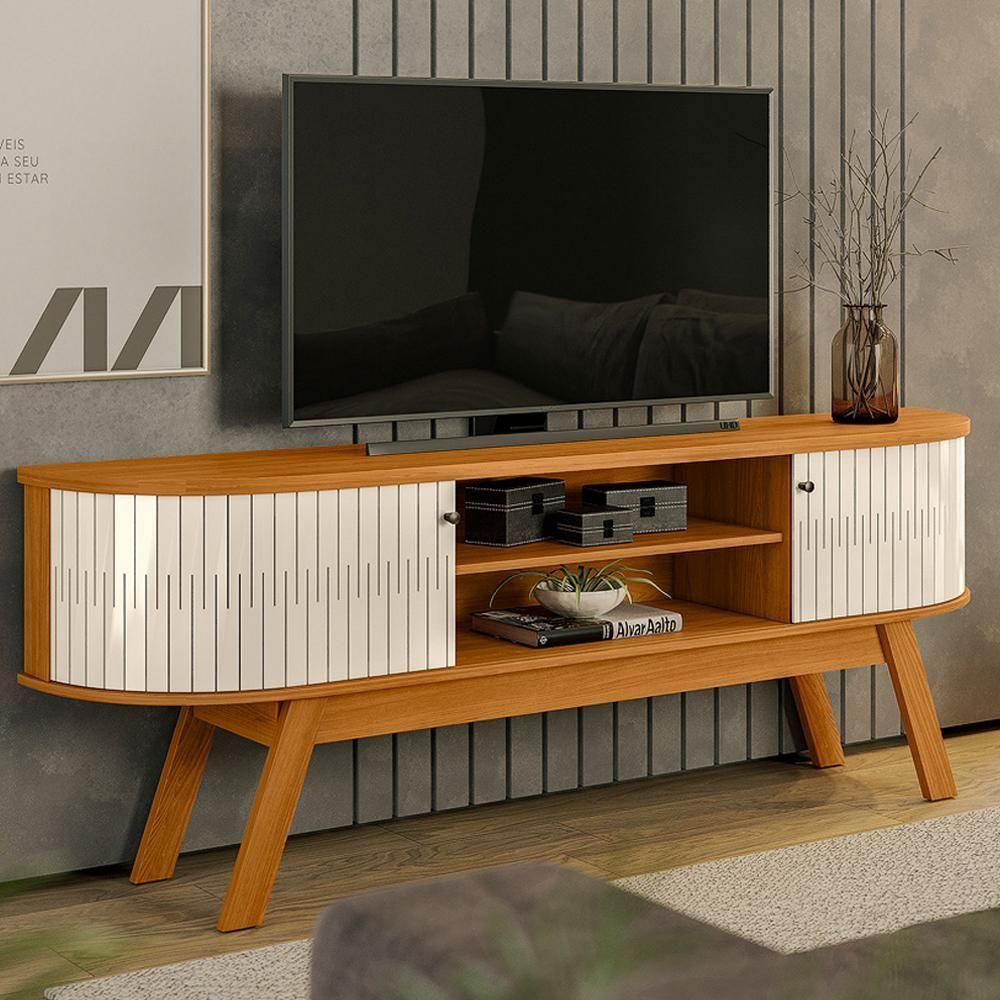 Rack Bancada Tv 75 Pol 2p 183 Cm Valencia Cinamomo Off White Madetec Cinamomo Off White - 2
