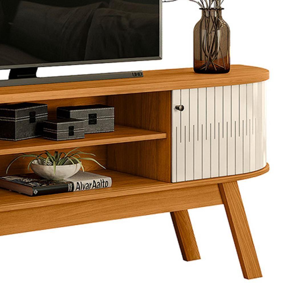 Rack Bancada Tv 75 Pol 2p 183 Cm Valencia Cinamomo Off White Madetec Cinamomo Off White - 4