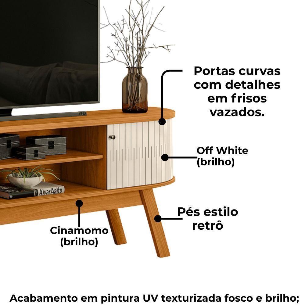 Rack Bancada Tv 75 Pol 2p 183 Cm Valencia Cinamomo Off White Madetec Cinamomo Off White - 5