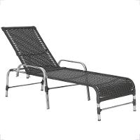 1 Espreguiçadeira Reclinável Catar Aluminio Polido E Fibra Preto - 1