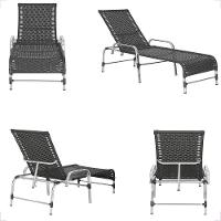 1 Espreguiçadeira Reclinável Catar Aluminio Polido E Fibra Preto - 5