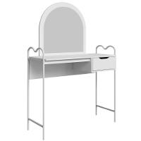 Penteadeira Camarim Bancada Maquiagem Espelho Gaveta Estilo Industrial P&eacute; De Ferro &lrm; Branco - 1