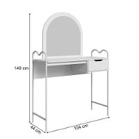 Penteadeira Camarim Bancada Maquiagem Espelho Gaveta Estilo Industrial P&eacute; De Ferro &lrm; Branco - 5
