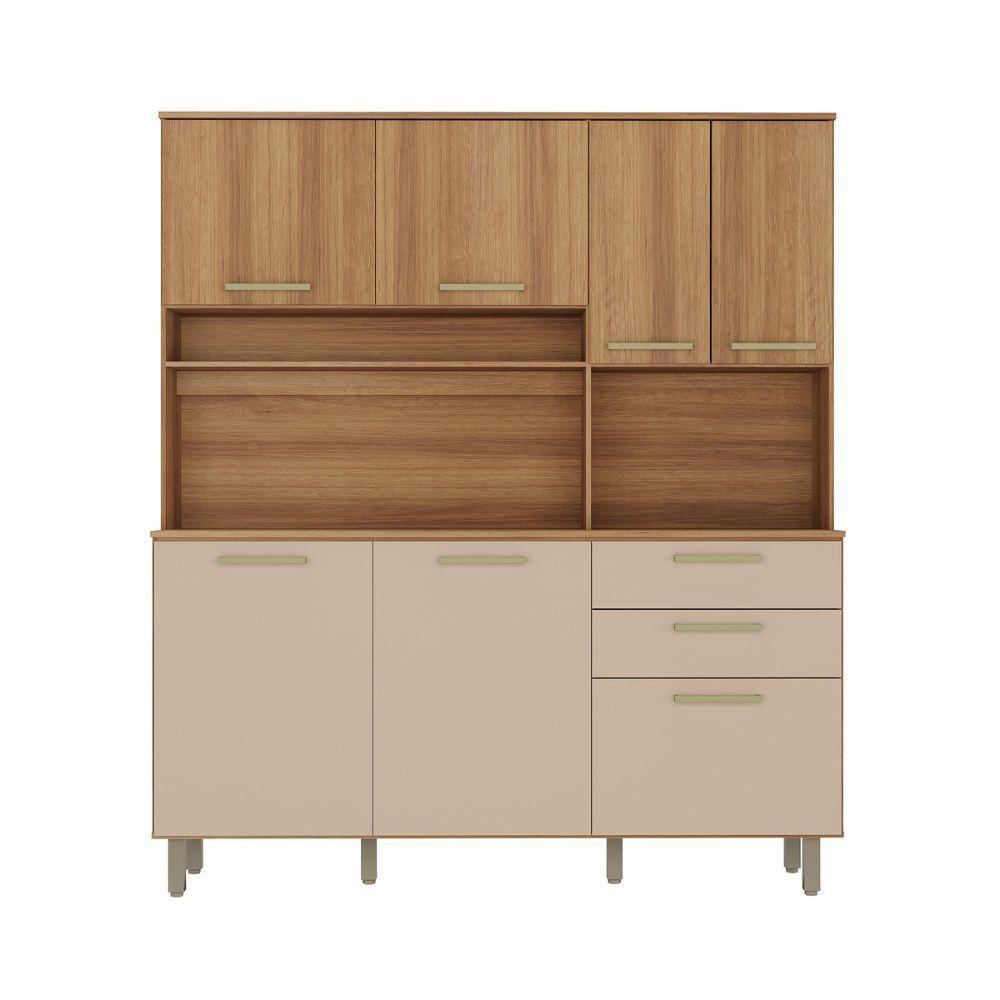 Kit Cozinha Luciane 7 Portas 2 Gavetas Carvalho Avela Cinammon - 3