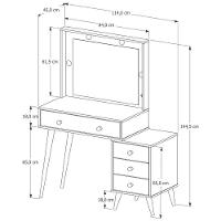 Penteadeira Camarim Com Mesa De Cabeceira Espelho Led 4 Gavetas Pés Em Madeira Branco - 4