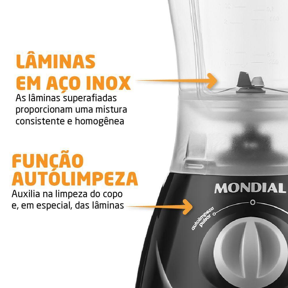 Liquidificador Mondial 1,5l Easy Power 550w L-550-b Liquidificador L-550-b 127v-60hz . - 6