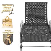 2 Espreguiçadeiras Catar E 1 Mesa Alumínio E Fibra Trama Preto