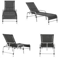 2 Espreguiçadeiras Catar E 1 Mesa Alumínio E Fibra Trama Preto - 5