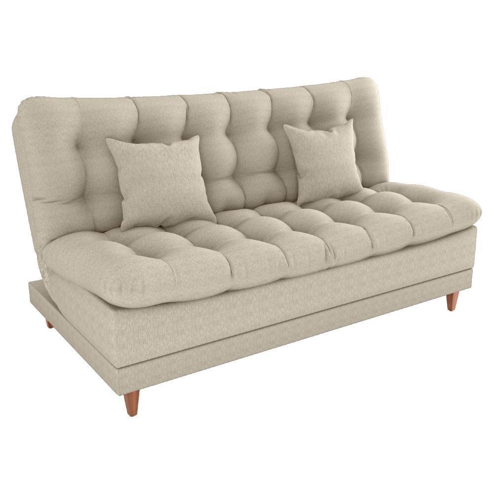 Sofa Cama 2 Lugares 185 Cm Duda Tecido Pompeia G504 Bege Milani Store Bege - 1
