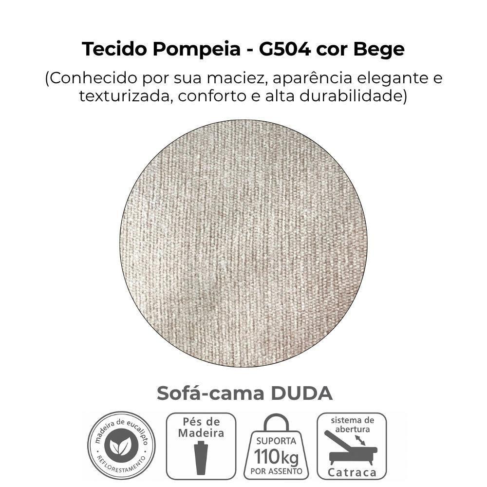 Sofa Cama 2 Lugares 185 Cm Duda Tecido Pompeia G504 Bege Milani Store Bege - 7
