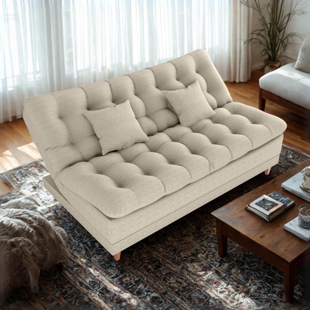 Sofa Cama 2 Lugares 185 Cm Duda Tecido Pompeia G504 Bege Milani Store Bege - 8