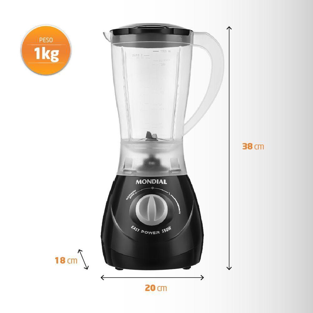 Liquidificador Mondial 1,5l Easy Power 550w L-550-b Liquidificador L-550-b 220v-60hz . - 2