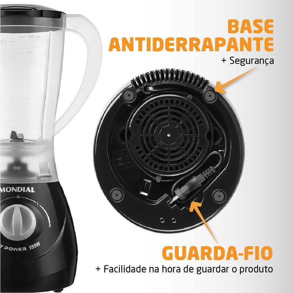 Liquidificador Mondial 1,5l Easy Power 550w L-550-b Liquidificador L-550-b 220v-60hz . - 5