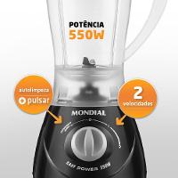 Liquidificador Mondial 1,5l Easy Power 550w L-550-b Liquidificador L-550-b 220v-60hz . - 8