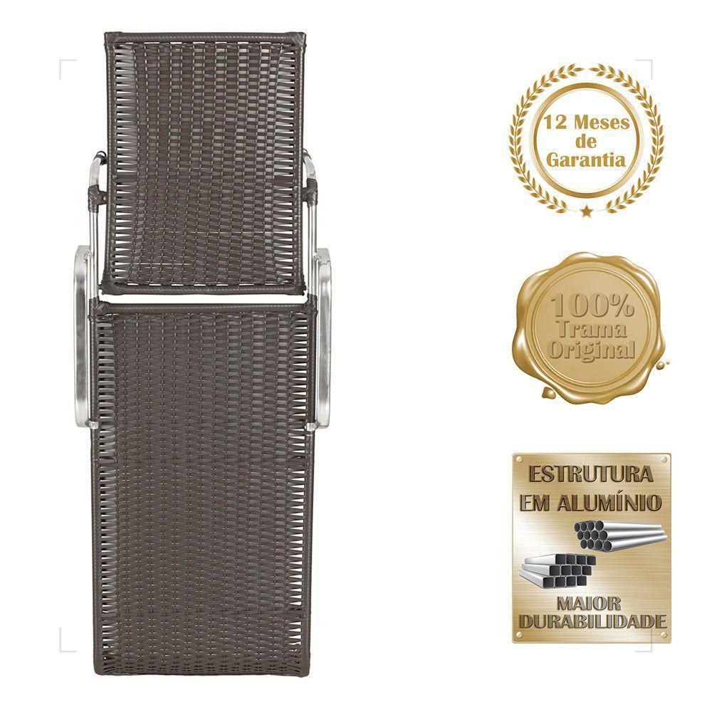 1 Espreguiçadeira Reclinável Catar Aluminio Polido e Fibra Tabaco - 6