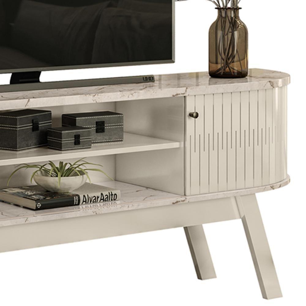 Rack Bancada Tv 75 Pol 2p 183 Cm Valencia Calacata Off White Madetec Calacata Off White - 4