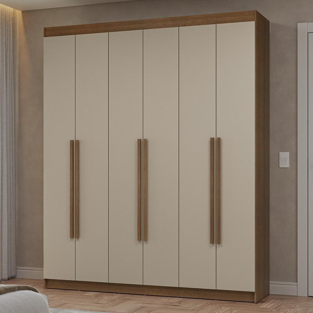 Guarda-roupa Casal 6 Portas Batentes Netuno Madesa Rustic/crema - 1