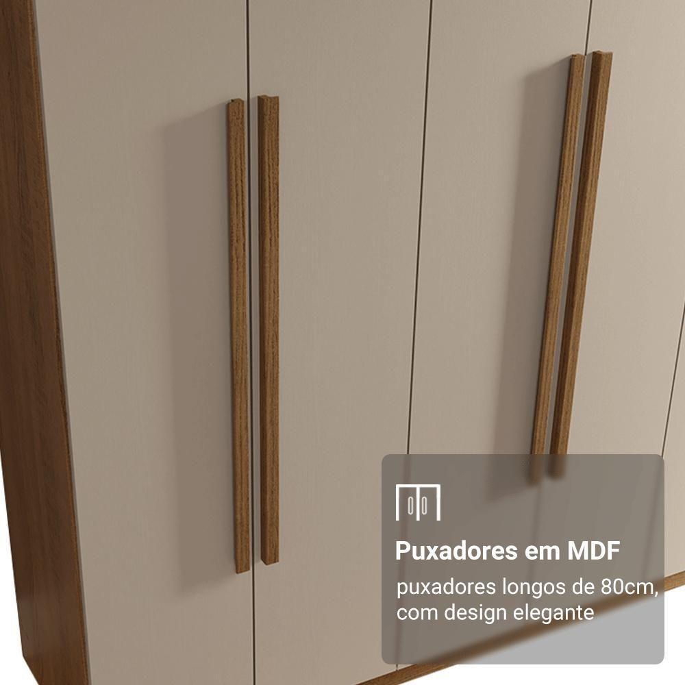 Guarda-roupa Casal 6 Portas Batentes Netuno Madesa Rustic/crema - 6