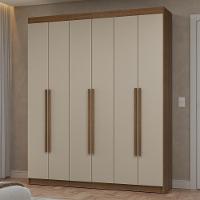 Guarda-roupa Casal 6 Portas Batentes Netuno Madesa Rustic/crema - 1