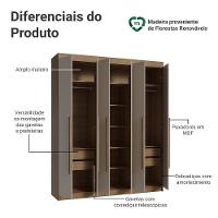 Guarda-roupa Casal 6 Portas Batentes Netuno Madesa Rustic/crema