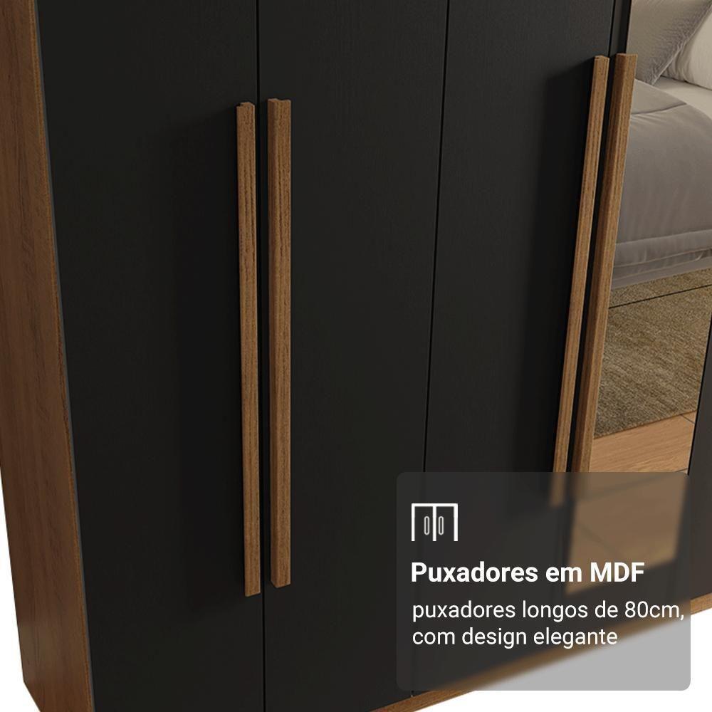 Guarda-roupa Casal 8 Portas Batentes Com Espelho Netuno Madesa Rustic/preto - 6
