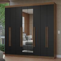 Guarda-roupa Casal 8 Portas Batentes Com Espelho Netuno Madesa Rustic/preto - 1